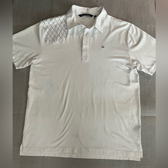 [XL]Travis Mathew White Polo Shirt One Quilted Shoulder - Picture 1 of 6